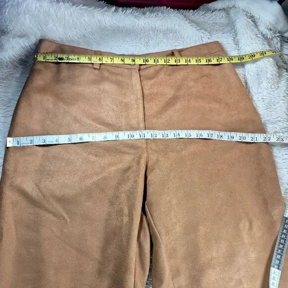 Emma James Faux Suede Tan High Waisted Straight Leg Pants Size 16 Vintage - Picture 6 of 10